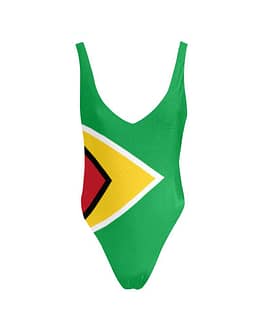 Guyana Flag Backless High Cut Swimsuit