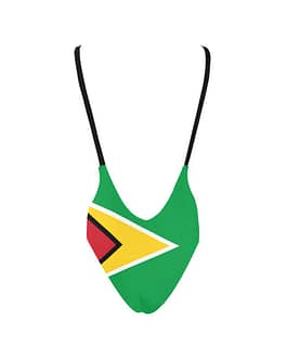 Guyana Flag Backless High Cut Swimsuit