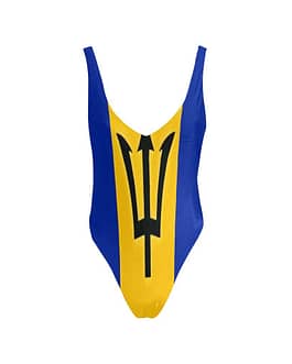 Barbados Flag Backless High Cut Swimsuit