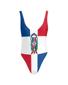 Dominican Republic Flag Backless High Cut Swimsuit