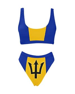 Barbados Flag High-Waisted Bikini Swimsuit