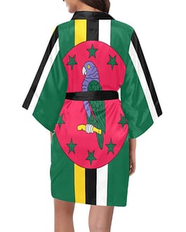 Dominica Flag Women’s Short Kimono Robe
