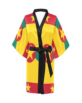 Grenada Flag Women’s Short Kimono Robe