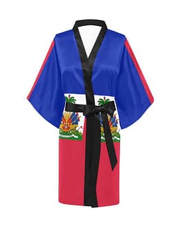 Haiti Flag Women’s Short Kimono Robe