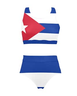 Cuba Flag Sports Crop Top Bikini Set