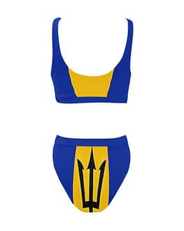 Barbados Flag High-Waisted Bikini Swimsuit
