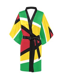 Guyana Flag Women’s Short Kimono Robe
