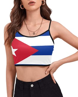 Cuba Flag Women’s Spaghetti Strap Crop Top