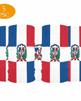Dominican Republic Flag Multifunctional Dust-Proof Bandana(Filter Compatible)(Pack of 5)