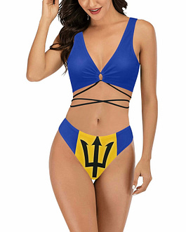 Barbados Flag Cross String Bikini Set