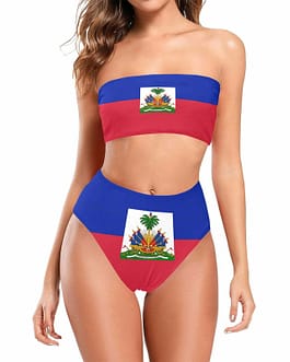 Haitian Flag Chest Wrap Bikini...
