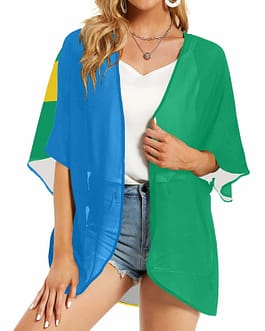 Saint Vincent & The Grenadines Flag Women’s Kimono Chiffon Cover Up