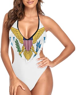 US Virgin Islands Flag Women’s Fringe One Piece Swimsuit