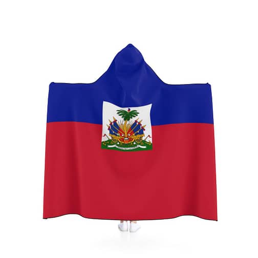 Haitian Flag Hooded Kids Blanket by CKC