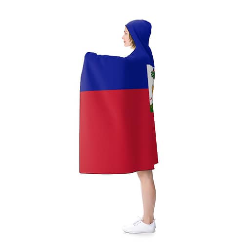 Haitian Flag Hooded Adult Blanket by CKC