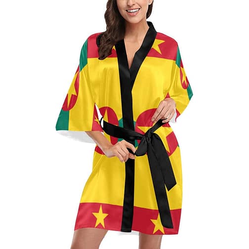 Grenada Flag Women's Short Kimono Robe