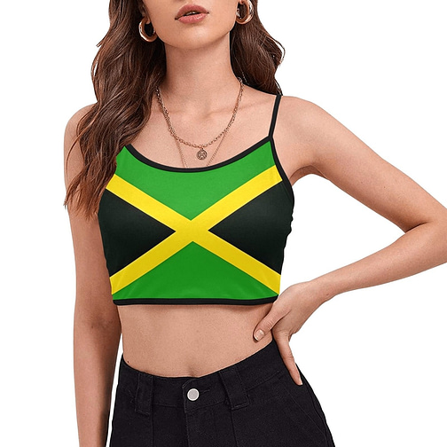 Jamaica Flag Women's Spaghetti Strap Crop Top