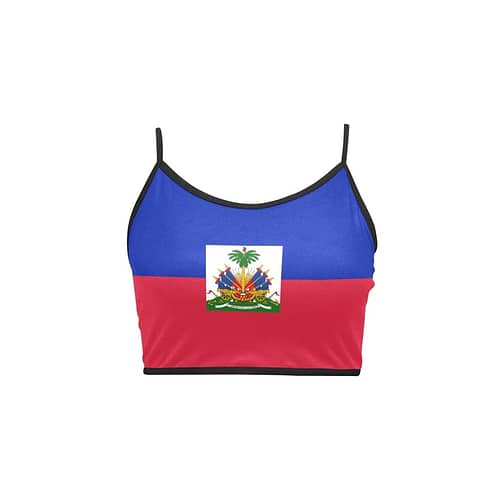 Haiti Flag Women's Spaghetti Strap Crop Top