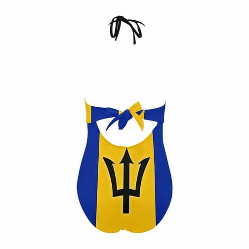 Barbados Flag Backless Bow Hollow Out Swimsuit