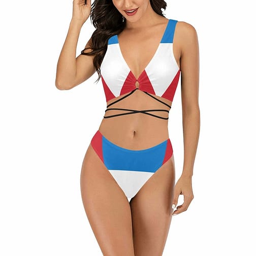Antigua and Barbuda Flag Cross String Bikini Set