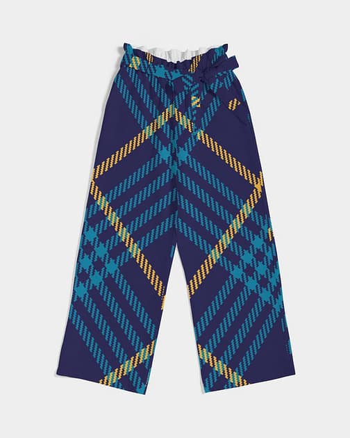 Blue Tartan Women’s High-Rise Wide Leg Pants