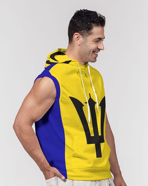 Barbados Flag Mens Sleeveless Hoodie