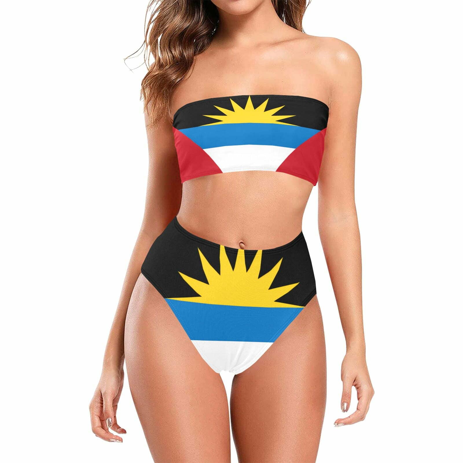 Antigua and Barbuda Flag Chest Wrap Bikini Swimsuit